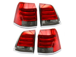 Фонари диодные с хром окантовкой красно-тонированные на LC200, дизайн Lexus LX570